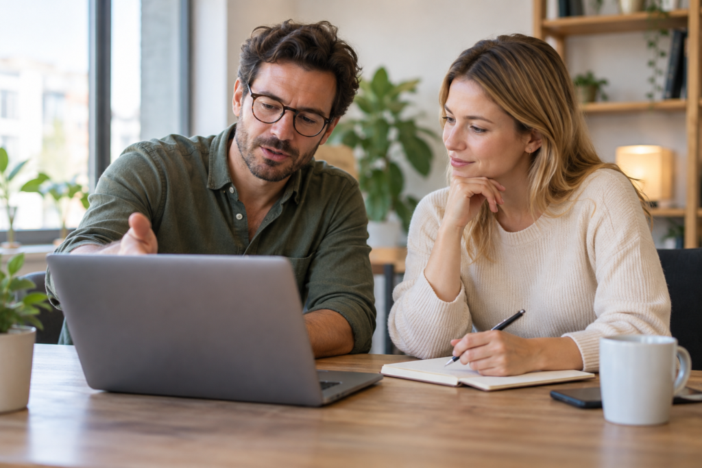 Business colleagues reviewing marketing performance